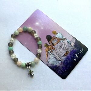 Caroline ~3 of Cups~ Handmade Natural Crystal Beads Bracelet Agate Morganite